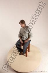 Casual Man White Sitting poses - simple Slim Short Brown Sitting poses - ALL Multi angles poses Academic