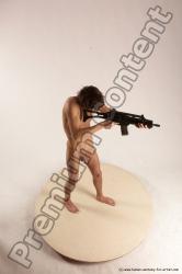 Nude Fighting with submachine gun Man White Standing poses - ALL Slim Short Brown Standing poses - simple Multi angles poses Realistic