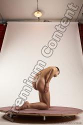 Nude Man White Kneeling poses - ALL Slim Short Brown Kneeling poses - on one knee Multi angles poses Realistic