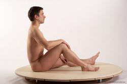 Nude Man White Sitting poses - simple Average Short Brown Sitting poses - ALL Realistic