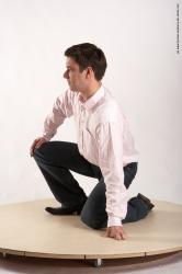 Casual Man White Kneeling poses - ALL Average Short Brown Kneeling poses - on one knee Academic