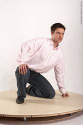 Casual Man White Kneeling poses - ALL Average Short Brown Kneeling poses - on one knee Academic