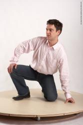 Casual Man White Kneeling poses - ALL Average Short Brown Kneeling poses - on one knee Academic