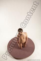 Nude Man White Kneeling poses - ALL Slim Short Brown Kneeling poses - on both knees Multi angles poses Realistic