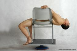 Nude Man Asian Laying poses - ALL Slim Short Laying poses - on back Black Realistic