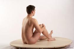 Nude Man White Sitting poses - simple Average Short Brown Sitting poses - ALL Realistic