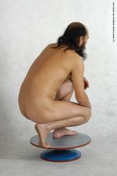 Nude Man Asian Standing poses - ALL Slim Bald Standing poses - knee-bend Black Realistic