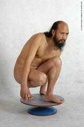 Nude Man Asian Standing poses - ALL Slim Bald Standing poses - knee-bend Black Realistic