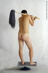 Nude Man Asian Standing poses - ALL Slim Short Black Standing poses - simple Realistic