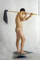 Nude Man Asian Standing poses - ALL Slim Short Black Standing poses - simple Realistic