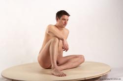 Nude Man White Sitting poses - simple Average Short Brown Sitting poses - ALL Realistic