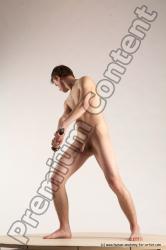 Nude Fighting with sword Man White Standing poses - ALL Slim Short Brown Standing poses - simple Multi angles poses Realistic