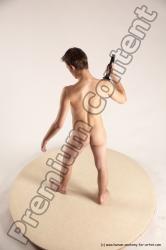 Nude Fighting with sword Man White Standing poses - ALL Slim Short Brown Standing poses - simple Multi angles poses Realistic