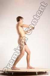 Nude Fighting with sword Man White Standing poses - ALL Slim Short Brown Standing poses - simple Multi angles poses Realistic