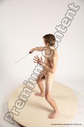 Nude Fighting with sword Man White Standing poses - ALL Slim Short Brown Standing poses - simple Multi angles poses Realistic