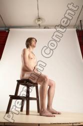 Nude Man White Sitting poses - simple Slim Short Brown Sitting poses - ALL Multi angles poses Realistic