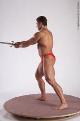 Swimsuit Fighting with sword Man White Standing poses - ALL Muscular Short Brown Standing poses - simple Academic