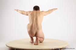 Nude Man White Kneeling poses - ALL Slim Short Brown Kneeling poses - on one knee Realistic