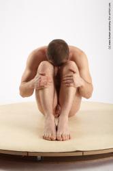 Nude Man White Sitting poses - simple Slim Short Brown Sitting poses - ALL Realistic