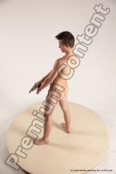 Nude Fighting with gun Man White Standing poses - ALL Athletic Short Brown Standing poses - simple Multi angles poses Realistic