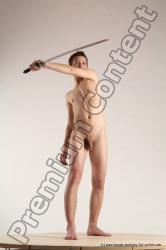 Nude Fighting with sword Man White Standing poses - ALL Athletic Short Brown Standing poses - simple Multi angles poses Realistic