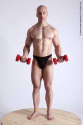 Swimsuit Holding Man White Standing poses - ALL Muscular Bald Standing poses - simple Academic