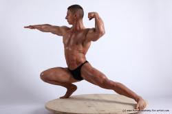 Swimsuit Man White Standing poses - ALL Muscular Short Brown Standing poses - knee-bend Academic