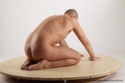 Nude Man White Kneeling poses - ALL Average Short Brown Kneeling poses - on both knees Realistic