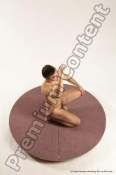 Nude Man White Kneeling poses - ALL Slim Short Brown Kneeling poses - on one knee Multi angles poses Realistic