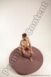 Nude Man White Kneeling poses - ALL Slim Short Brown Kneeling poses - on one knee Multi angles poses Realistic