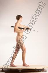 Nude Fighting with sword Man White Standing poses - ALL Athletic Short Brown Standing poses - simple Multi angles poses Realistic