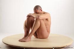 Nude Man White Sitting poses - simple Average Short Brown Sitting poses - ALL Realistic