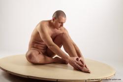 Nude Man White Sitting poses - simple Average Short Brown Sitting poses - ALL Realistic