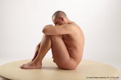 Nude Man White Sitting poses - simple Average Short Brown Sitting poses - ALL Realistic