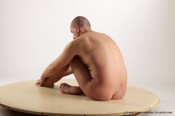 Nude Man White Sitting poses - simple Average Short Brown Sitting poses - ALL Realistic