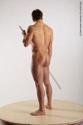 Nude Man White Standing poses - ALL Muscular Short Brown Standing poses - simple Realistic