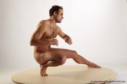 Nude Man White Standing poses - ALL Slim Short Standing poses - knee-bend Black Realistic