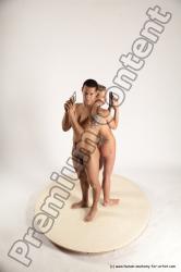 Nude Fighting with gun Woman - Man Another Standing poses - ALL Slim Short Brown Standing poses - simple Multi angles poses Realistic