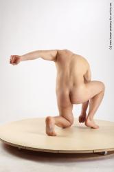 Nude Man White Kneeling poses - ALL Slim Short Brown Kneeling poses - on one knee Realistic