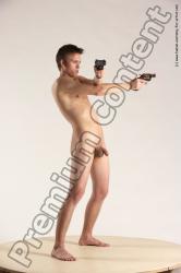 Nude Fighting with gun Man White Standing poses - ALL Slim Short Brown Standing poses - simple Multi angles poses Realistic