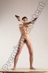 Nude Fighting with gun Man White Standing poses - ALL Slim Short Brown Standing poses - simple Multi angles poses Realistic