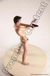 Nude Fighting with gun Man White Standing poses - ALL Slim Short Brown Standing poses - simple Multi angles poses Realistic