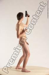 Nude Fighting with gun Man White Standing poses - ALL Slim Short Brown Standing poses - simple Multi angles poses Realistic