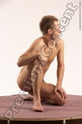 Nude Man White Kneeling poses - ALL Slim Short Brown Kneeling poses - on one knee Multi angles poses Realistic