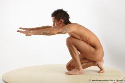 Nude Man White Kneeling poses - ALL Athletic Short Brown Kneeling poses - on one knee Realistic