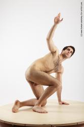 Nude Man White Kneeling poses - ALL Slim Short Brown Kneeling poses - on one knee Realistic