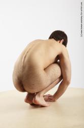 Nude Man White Standing poses - ALL Slim Short Brown Standing poses - knee-bend Realistic