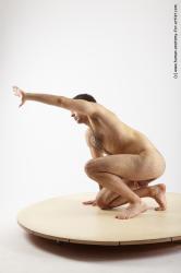 Nude Man White Kneeling poses - ALL Slim Short Brown Kneeling poses - on one knee Realistic