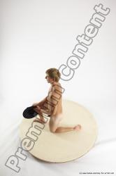 Nude Man White Kneeling poses - ALL Athletic Short Brown Kneeling poses - on one knee Multi angles poses Realistic