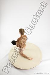 Nude Man White Kneeling poses - ALL Athletic Short Brown Kneeling poses - on one knee Multi angles poses Realistic